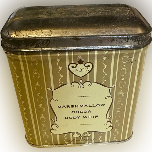VTG RARE JAQUA MARSHMALLOW COCOA BODY WHIP TIN 3.75”x3.5”x2.25” COLLECTIBLE TAN - Picture 2 of 7